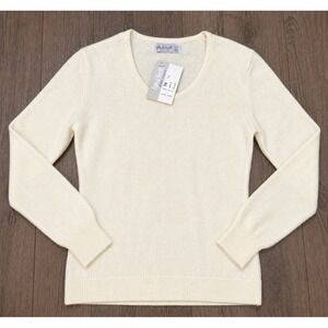 NWT VTG Lyle & Scott 100% Super Lambswool Sweater White SZ 34 Made in Scotland
